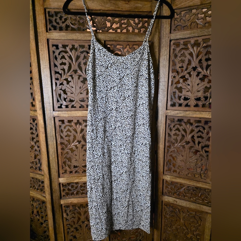 Rag Poets Stylish Black and White Spaghetti Strap Midi Dress